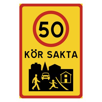 Kör sakta skylt, 50 km/h