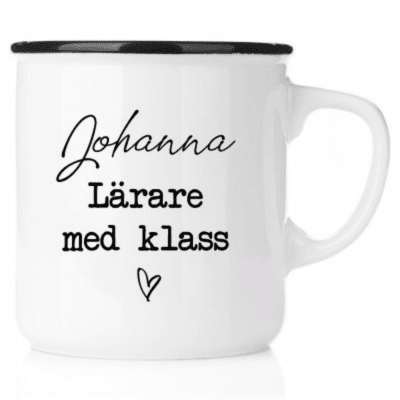 Emaljmugg, emaljmugg med citat, Emaljmugg - Lärare med klass med eget namn