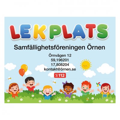 fin lekplatsskylt i plåt godkänd skylt till lekplats