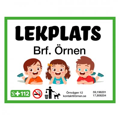 fin lekplatsskylt i plåt godkänd skylt till lekplats