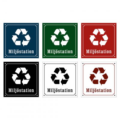 miljöstation skylt i gammaldagsstil emalj