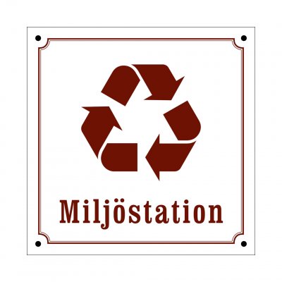 miljöstation skylt i gammaldagsstil emalj