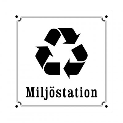 miljöstation skylt i gammaldagsstil emalj