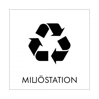 skylt miljöstation återvinning grafiskt snygg skylt