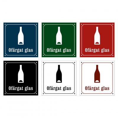ofärgat glas skylt i gammaldagsstil emalj