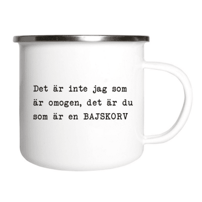 Emaljmugg, emaljmugg med citat, Emaljmugg - Det är inte jag som är omogen