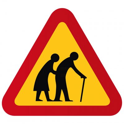 varningsskylt gubbe present till pensionär rolig glimten i ögat pensionärspresent skämtsam komisk rolig skylt grattis pensionär
