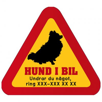keeshond pomeranian fluffig hund hunddekal dekal med hund och telefonnummer mobilnummer klistermärke