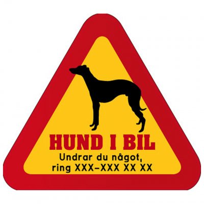 hunddekal dekal med hund och telefonnummer mobilnummer klistermärke whippet greyhound vinthund