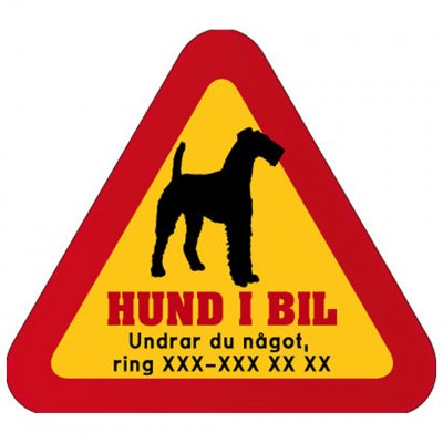 Airedaleterrier hunddekal dekal med hund och telefonnummer mobilnummer klistermärke
