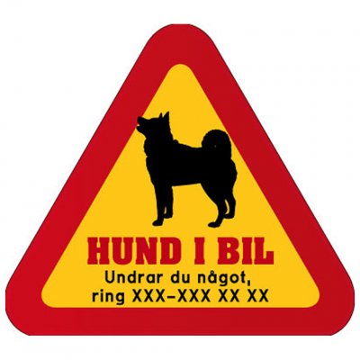 Finsk spets Norsk Buhund Shiba Shikoku Inu hunddekal dekal med hund och telefonnummer mobilnummer klistermärke