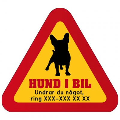 hunddekal dekal med hund och telefonnummer mobilnummer klistermärke fransk bulldog fralla