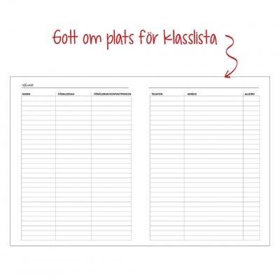 lektionskalender lärarkalender kalender till lärare almanacka planering lärare bästa kalendern för pedagoger klasslärare