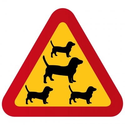 varningsskylt med hund taxar varning för tax taxen taxälskare present till P801657