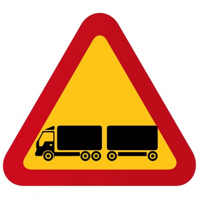 varningsskylt med lastbil varning för lastbilschaufför