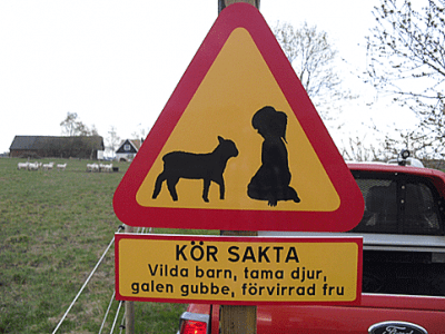 varningsskylt P856607 får och lamm får fårfarm i hagen varna för baggen varningsskylt happy print egen varningsskylt flicka bagg