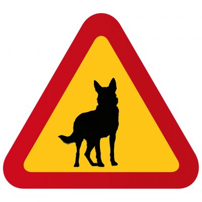 varningsskylt med P857454 hundstor hund och P775050 skylt med flicka rottweiler hundskylt P857454_schafer_1 varning för hund