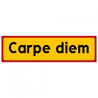 Carpe diem ta det lugnt fånga dagen tänkvärt tänkvärd varningsskylt