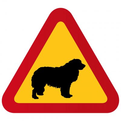 varningsskylt P927287 med Hund Leonberger