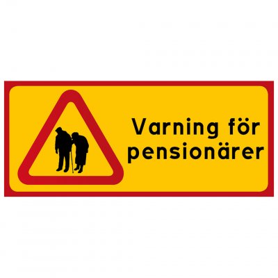 dekal skylt rolig skylt varning för pensionärer pensionärerna pension