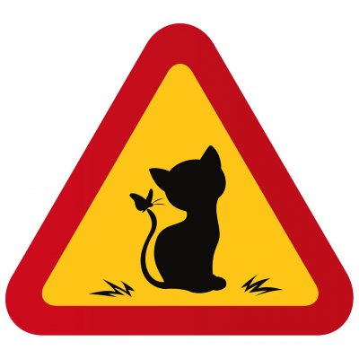 varningsskylt present till kattälskare
varningskylt med katt trafikmärke katt och fjäril söt skylt varningstriangel Katt & fjär
