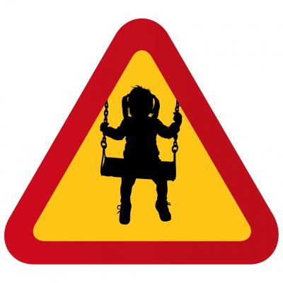 varningsskylt barnflicka som gungar happyprint söt skylt varning för barn
