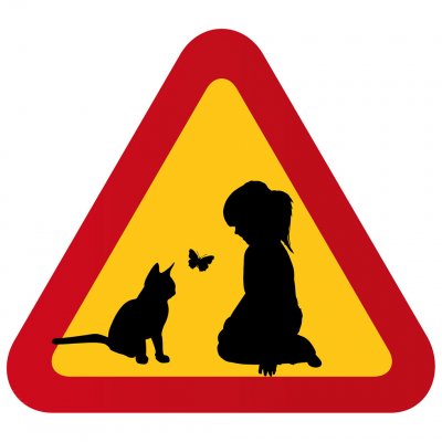 varningsskylt flicka katt och fjäril söt skylt varningstriangel akta våra barn barnflicka som gungar happyprint söt skylt varnin
