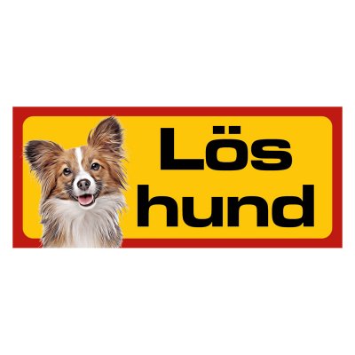 Röd/gul hundskylt, Papillion hundskyltar, hundskyltar