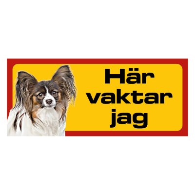 Röd/gul hundskylt, Papillion hundskyltar, hundskyltar