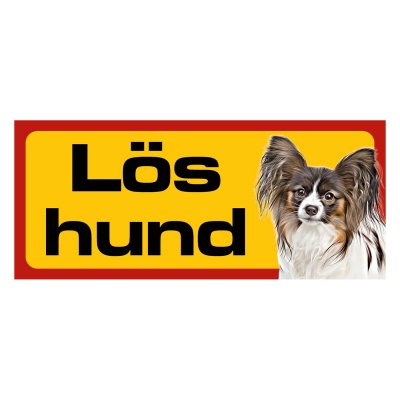 Röd/gul hundskylt, Papillion hundskyltar, hundskyltar