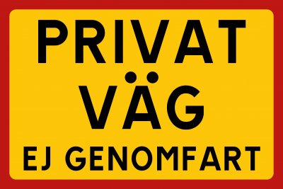 skylt privat väg ej genomfart 600x400