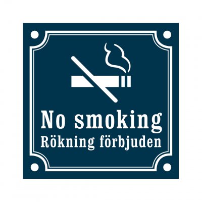 no smoking rökning förbjuden gammaldagsstil blå