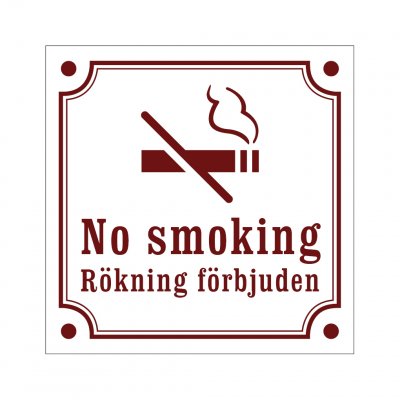 no smoking rökning förbjuden gammaldagsstil vit och röd
