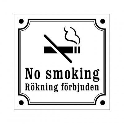 no smoking rökning förbjuden gammaldagsstil vit och svart