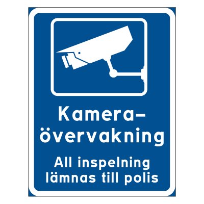 Kameraövervakning - all inspelning lämnas till polis skylt larm kamera kamerabevakning