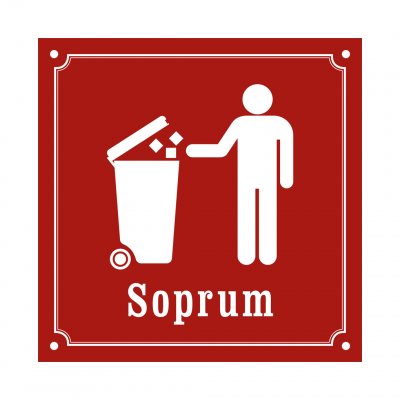 soprum skylt i gammaldagsstil emalj