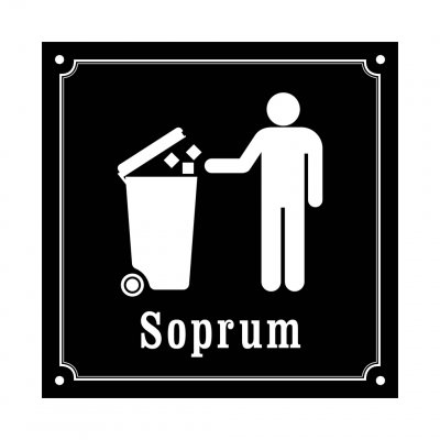 soprum skylt i gammaldagsstil emalj