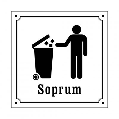 soprum skylt i gammaldagsstil emalj
