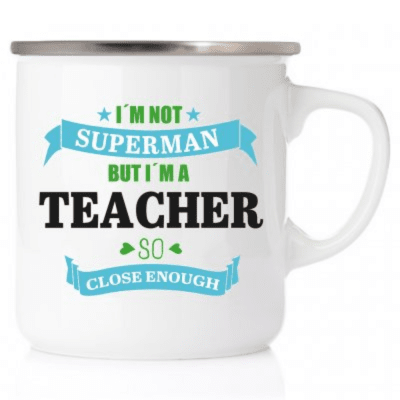 Emaljmugg, emaljmugg med citat, Emaljmugg - Emaljmugg - I'm not superman but I'm a teacher