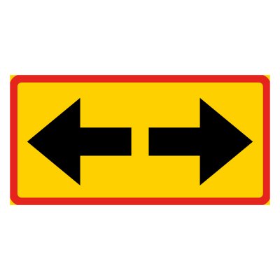 T11 Utsträckning (parkering) gulröd skylt höger