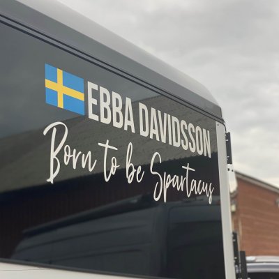 dekal till transporten med svensk flagga och eget namn