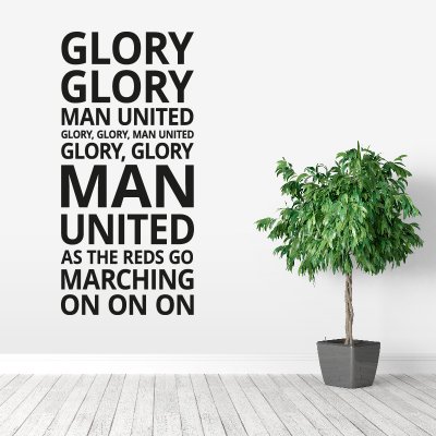 Man United glory glory väggtext väggord dekoration inredning vinyltext text på väggen