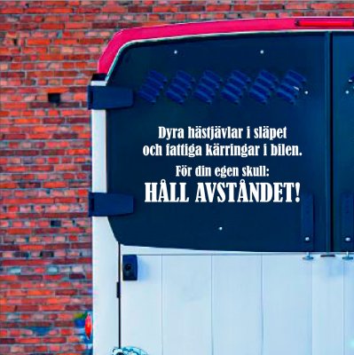 Transportdekal humoristisk "Dyra hästjävlar"
